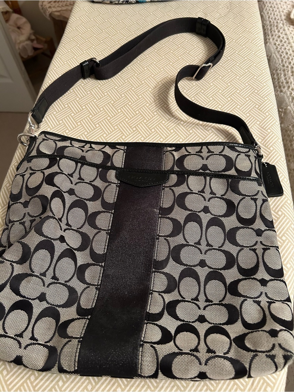Coach Black and Gray Signature Jacquard Crossbody Bag - Picture 1 of 2